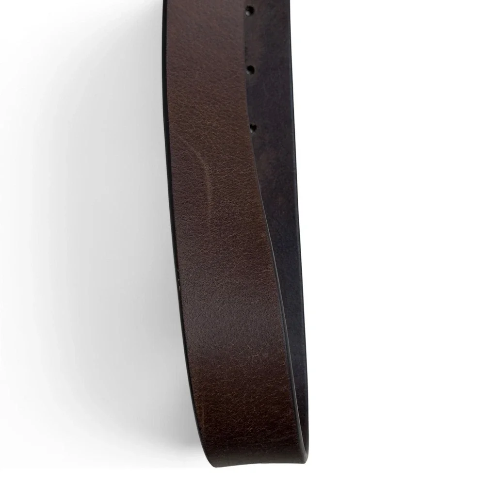 Joe's Jeans Dark Brown Genuine Leather Belt Gunmetal Square Buckle Minimalist 38